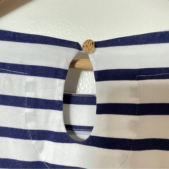 Lilly Pulitzer Beacon Mini Dress Serene Stripe Boatneck 3/4 Sleeve Pima Cotton M - Picture 6 of 9